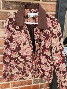 Floral Tapestry Blazer in Brown & Pink
